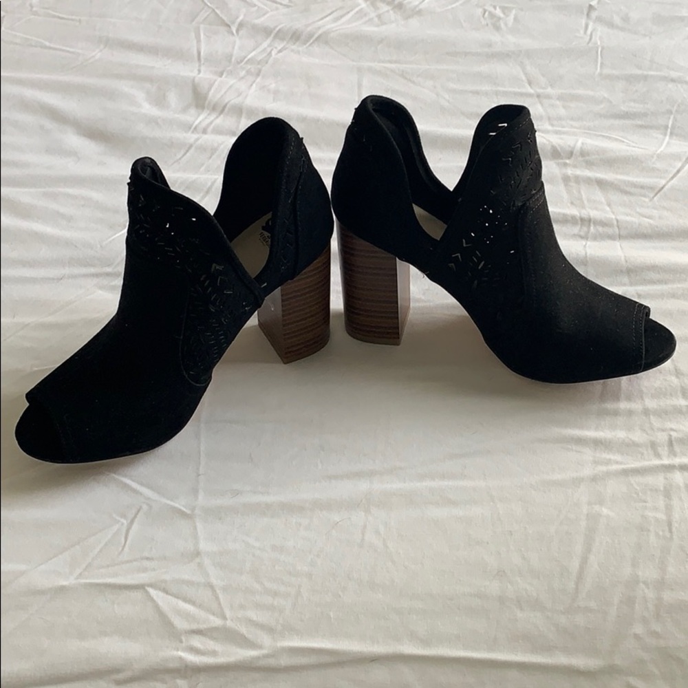 Peep toe black booties